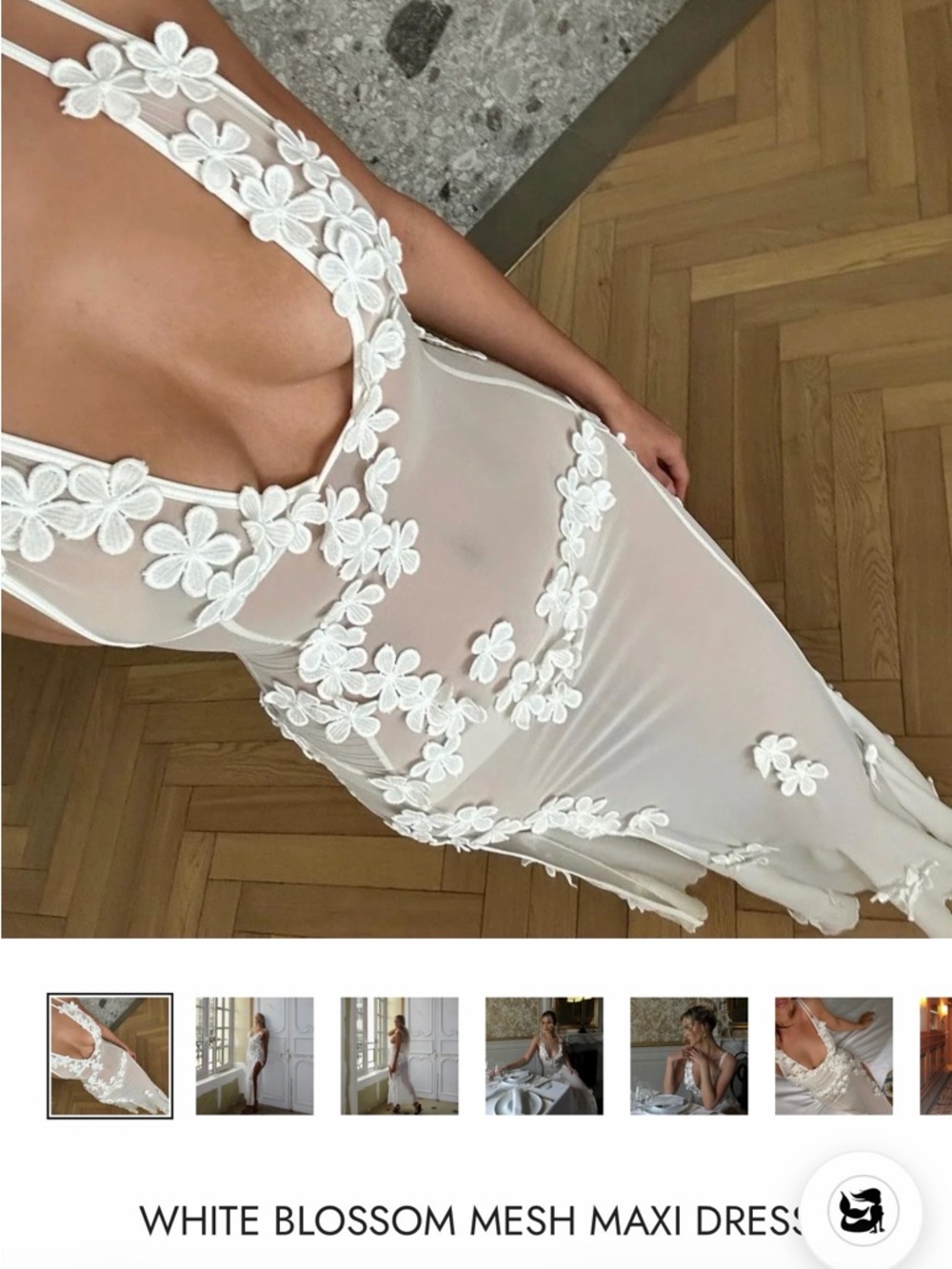 White Blossom Mesh Maxi Dress by mermaidway